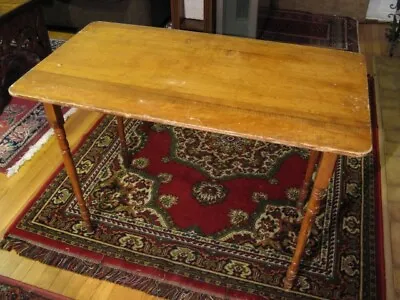 ANTIQUE 1884 SIMPLICITY FOLDING SEWING TABLE. 36 1/2  X 19 1/2 X 26 1/2  • $750