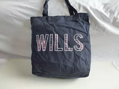 £9.79 • Buy Jack Wills Tote / Book Bag Navy With 'Wills' Check Lettering