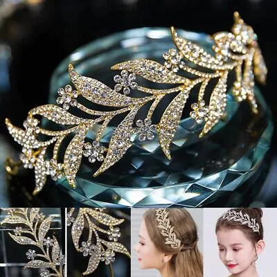 Handmade Crystal Leaves Hairband Bridal Headdress Hair Jewelry Headband • £9.25