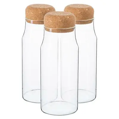 £15.99 • Buy 3x Glass Storage Bottles With Cork Lids Kitchen Pantry Food Canister 720ml