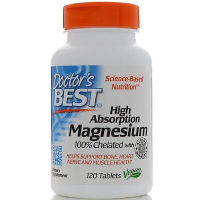 Doctor's Best 100% Chelated Magnesium Glycinate 120 Tablets • £20.35