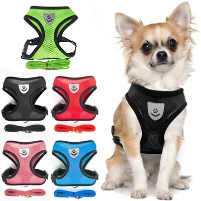 Dog Puppy Pet Adjustable Harness Comfort Breathable Soft Mesh Fabric With Clip • £2.39