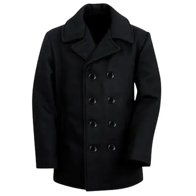 US Navy Pea Coat Mens 100% Wool Blend Double Breasted Dress Winter Warm Jacket • $79.29