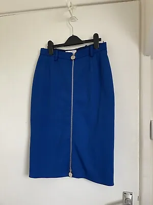 Carven Bright Blue Zip Front Skirt Size 8 • £12