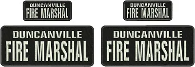 Duncanville F Marshal Emb Patch 4x10 And 2x5 Hook On Back Silver On Black • $33.50