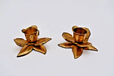 Mini Brass Taper Candle Stick Holders Flowers By Catco • $20