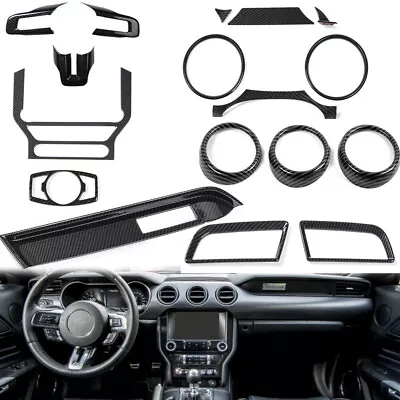 17x Carbon Fiber Central Control Dash Frame Cover Trim Kit For Ford Mustang 15+ • $153.99