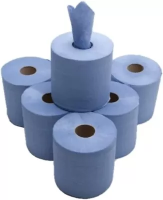 6/12/18/24 Pack Centre Feed Rolls Embossed Blue Hand Towels 2Ply Office Workshop • £5.99