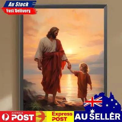 $11.46 • Buy 5D DIY Full Round Drill Diamond Painting Sunset Jesus Kit Home Decor Art Craft