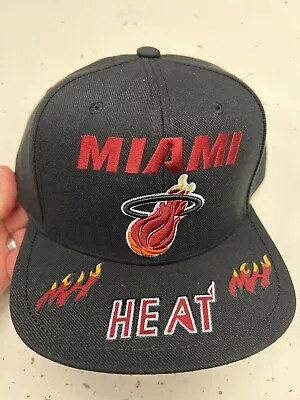 Mitchell & Ness Miami Heat SnapBack Hat Black  Hat Official Licensed • $36.91