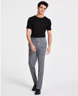 Calvin Klein Men's Slim Fit Plaid Dress Pants Gray 36 X 32 • $13.50