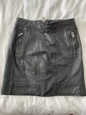ALLSAINTS 100% Black LEATHER Skirt - Mini Skirt - Pencil Skirt Zip Up Size US 2 • $47
