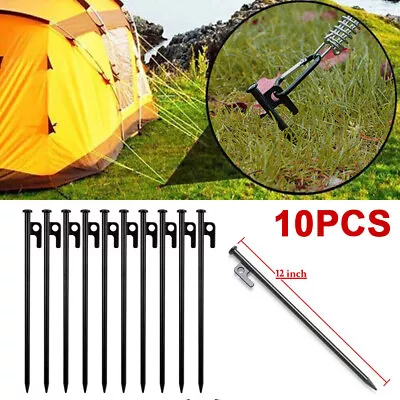 10 X 1ft Long Heavy Duty Gazebo Tent Pegs Commercial Grade Steel Marquee Stakes • £11.99