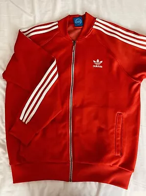 RETRO STYLE ADIDAS TRACKSUIT TOP SIZE LARGE Bright Red • £16