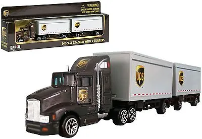$16.95 • Buy Daron 1/87 HO Scale Diecast UPS Freight 12 Wheels Truck Tractor With 2 Trailers 