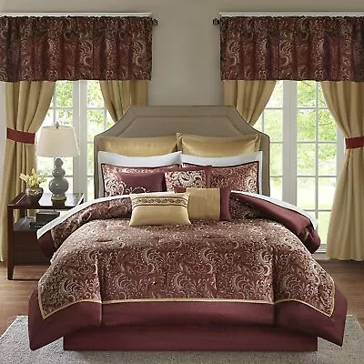 Madison Park Essentials Brystol 24 Piece Room In A Bag Faux Silk Comforter Jacqu • $304.02