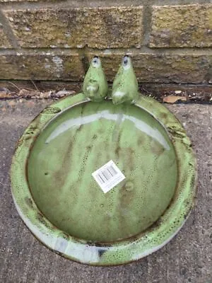 £15.95 • Buy Slightly Imperfect Fallen Fruits Green Round Ceramic Bird Bath