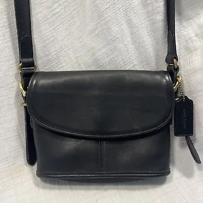 Coach Saddle Bucket Equestrian Slim 9801 Vintage Black Leather Crossbody Bag EVC • $110