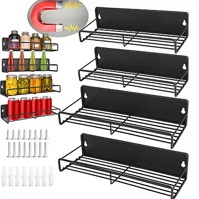 4x Magnetic Spice Rack Organizer Kitchen Fridge Storage Shelf Wall Mount Holder • $30