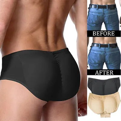 Men's Butt Padded Underwear For Big Butt Enhance Shapewear Briefs With 2 Pads • $19.79