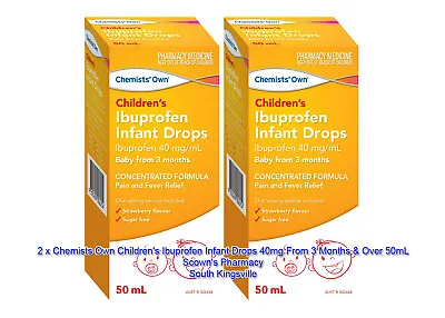 $28.95 • Buy 2x Chemists Own Children's Ibuprofen Infant Drops 40mg From 3 Months & Over 50mL