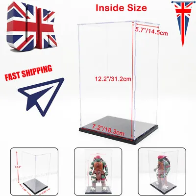 UK Perspex Acrylic Display Case 31cm H Box Plastic Base Dustproof Figure Trophy • £19.99
