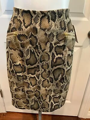 Michael Kors Brown & Black Python Print Pencil Skirt Size 2 (US) NWT! • $60.75