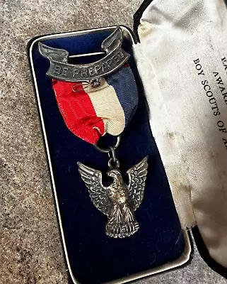 Vintage Sterling Silver Eagle Scout Badge Awarded By Boy Scouts Of America W/Box • $100