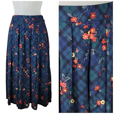 Vintage Pendleton Plaid Floral Pleated Skirt Size 6 Petite Tartan Midi Long Alt • $28.99
