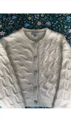 J.Crew Cable-knit Cardigan Sweater With Jewel Buttons Size Small • $35