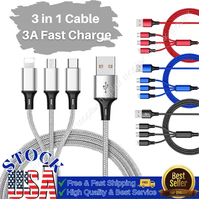 10 PACK 3 In 1 Fast USB Charging Cable Universal Multi-Function Charger Cord LOT • $24.77