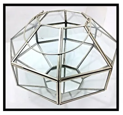 Geometric Glass Paneled Hang Terrarium Display Tabletop Candle Holder Mirrored • $24.96