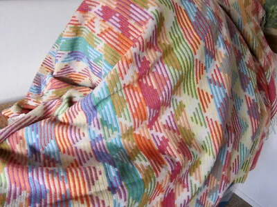 MISSONI HOME Onofrio Reversible Wool Blend Fringed Throw Chevron Pattern 52 X 68 • $250