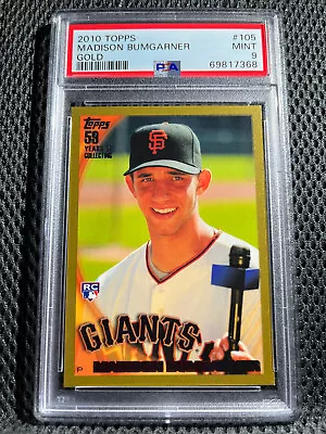 2010 Topps #105 Madison Bumgarner Gold Rc Rookie Psa 9 Mint Lowpop Giants #/2010 • $135