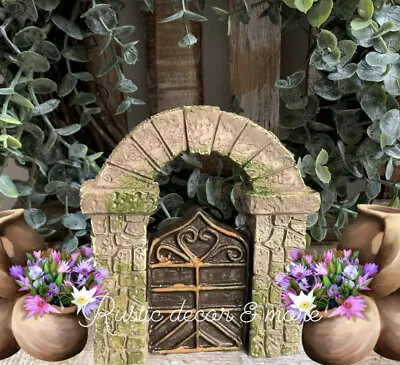Dollhouse Accessory Fairy Garden Forest Gnome Faux Cobblestone Arch Gate W/ Door • $5.95