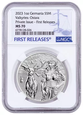 $79.99 • Buy 2023 Germania Mint 1oz Silver Medal Valkyries Ostara Vahalla FR MS70 W/COA