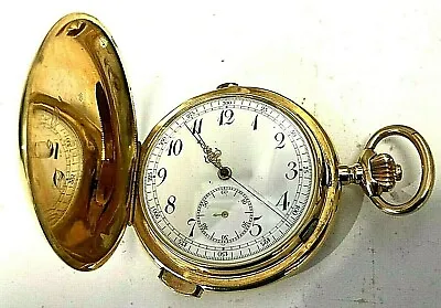 Antique Quarter Repeater Pocket Watch Triple Chime 18K Gold. Circa 1900 • $2399.99