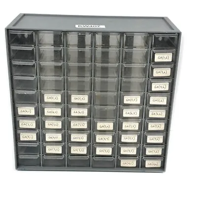 Vintage Akro-Mils 10-460 Organizer Storage Cabinet W/ 60x 20-445 Clear Drawers • $159.97