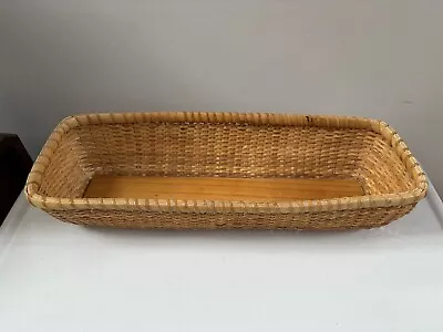 Vintage Large Rectangular Nantucket Bread Basket With Wood Bottom • $45