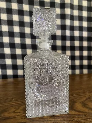 Mid Century 1960’s 10   Knob Glass Square Liquor Decanter + Stopper. • $20