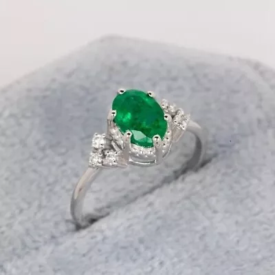 925 Sterling Silver Art Deco Wedding Ring Emerald Engagement Solitaire Ring • $99