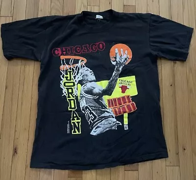 Vintage Michael Jordan Chicago Bulls 90’s Single Stitch T Shirt Medium Black • $22