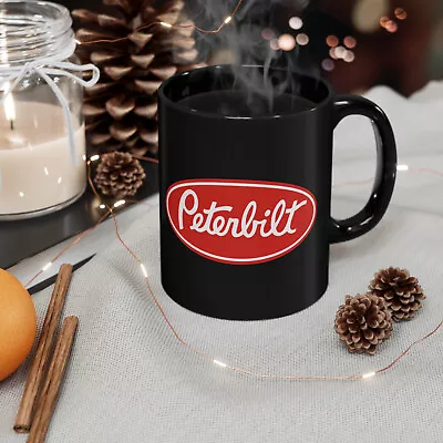 Peterbilt Red Logo 11oz Coffee Tea Black Mug • $13.99