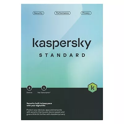 Kaspersky Standard Antivirus 2024 3 PC Devices 1 Year (RETAIL PACK BY POST) • £10.75