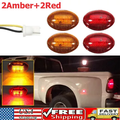4PCS Amber/Red Side Fender Marker Dually Bed LED Light For 99-10 Ford F350 F450 • $13.99