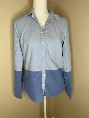 J Crew Adult Womens 6 Boy Shirt In Blue Chambray Button Up Long Sleeve C14 • $17.99