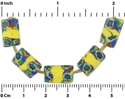 African Trade Beads Antique Millefiori Venetian Glass Banded Murano Mosaic Ghana • £19.07