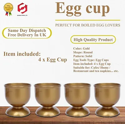 4x GOLD Egg Cup Holder Hard Soft Boiled Eggs Holders Cups Kitchen Breakfast UK • £5.99