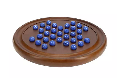 Solid Wood Marble Solitaire Game With Dark Blue Glass Marbles With 2 Boards • $37.99
