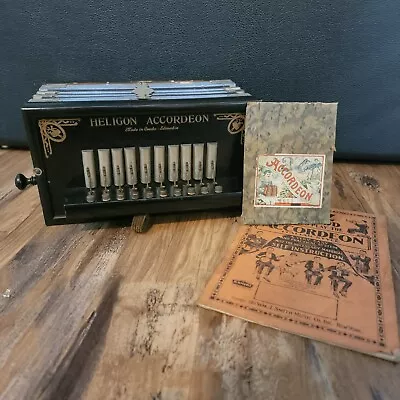 Heligon Button Accordion Accordeon Vintage Early To Mid Century Czech Black RARE • $499.95